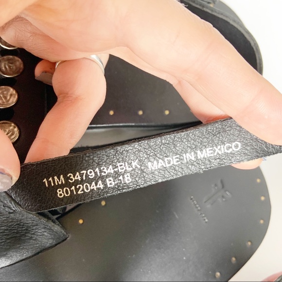 Frye Ally Black Leather Stud Sandal 11 - Picture 5 of 6